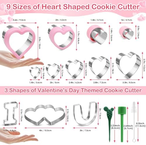 12pcs Heart Cookie Cutter Set Valentines Day Treats Made Easy