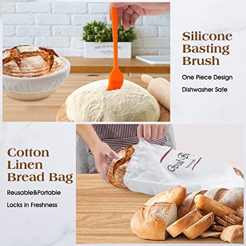 Banneton Bread Proofing Basket Set Handmade Sourdough Baking Supplies
