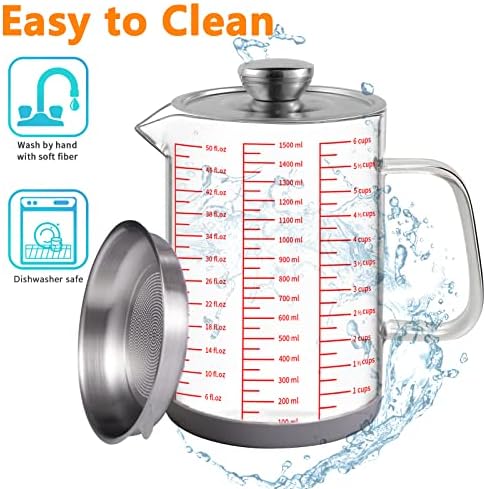 Luvan 15L Glass Bacon Grease Container with Strainer