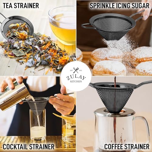 Zulay Kitchen 304 Stainless Steel Fine Mesh Strainer for Kitchen