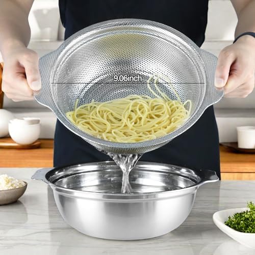 POPGRADE Stainless Steel Strainer Bowl Set with Handle