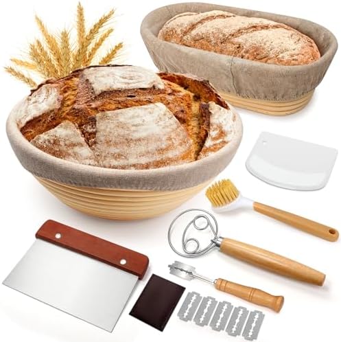 Sourdough Proofing Basket Set - 9 Round 10 Oval Banneton Tools