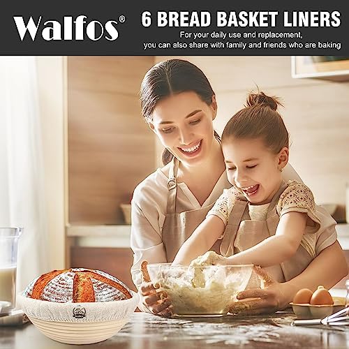 Walfos 6-Piece 10 Round Bakeware Proofing Basket Liner Soft Durable