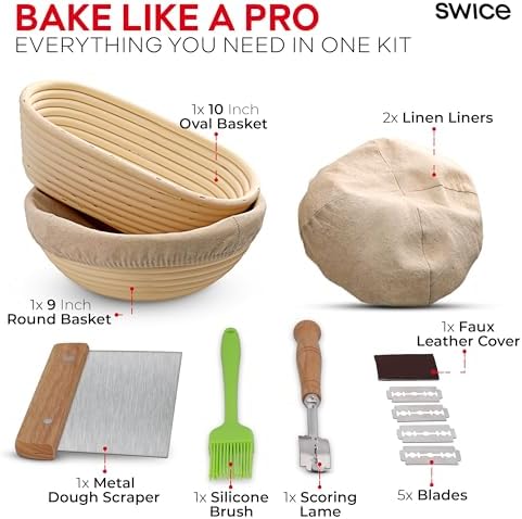 Swice Bread Proofing Basket Set with Precision Tools for Bakers