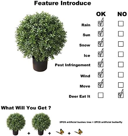 ALL SEASON GREEN 2 Pack Artificial Topiaries Boxwood Trees