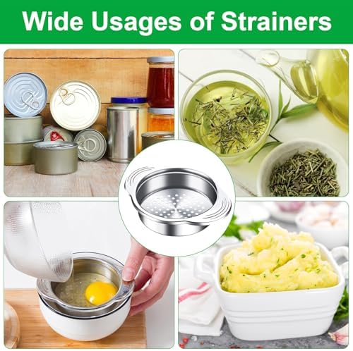 Classy 2-Piece Metal Tuna Can Strainer Stainless Steel for Home Kitchen