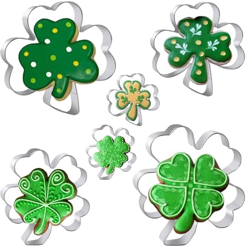 Fostudork Shamrock Cookie Cutters Set 6 Pieces