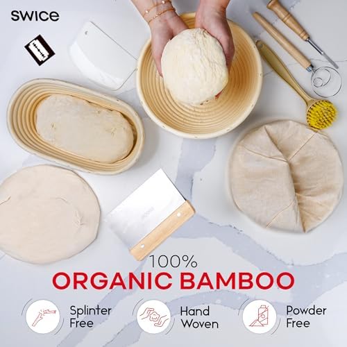 Swice Bread Proofing Basket Set with Precision Tools for Bakers