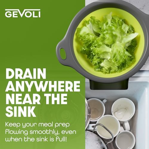 Collapsible Kitchen Colander Set - 5 Qt - 2-Piece Set