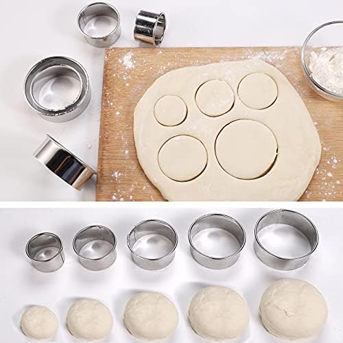 5-Piece Sturdy Stainless Steel Round Cookie Cutters Set