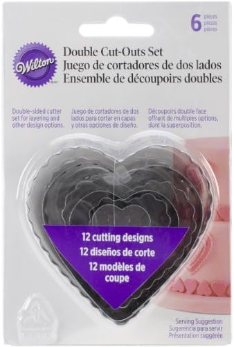6-Piece Nesting fondant double-sided Heart Shaped Cutters Silver
