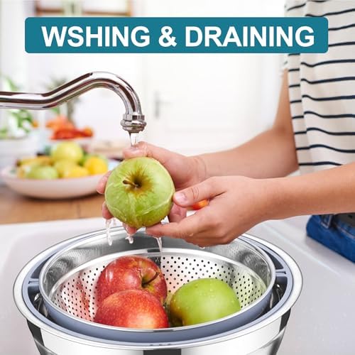 E-far Colander and Mixing Bowl Set Blue