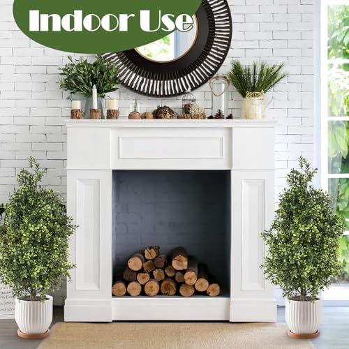 2-Piece Fake Boxwood Topiary for Indoor Outdoor Spaces
