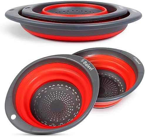 Elevate Your Kitchen with Balevi 2-Piece Silicone Collapsible Strainer Set