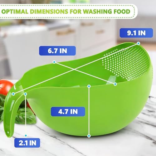 Rice Cleaning Strainer Bowl with Handle