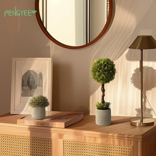 3-Pack Fake Artificial Boxwood Topiary Trees for Home Outdoor Use