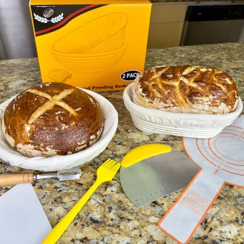 Banneton Basket Set 2 Sizes Perfect for Baking