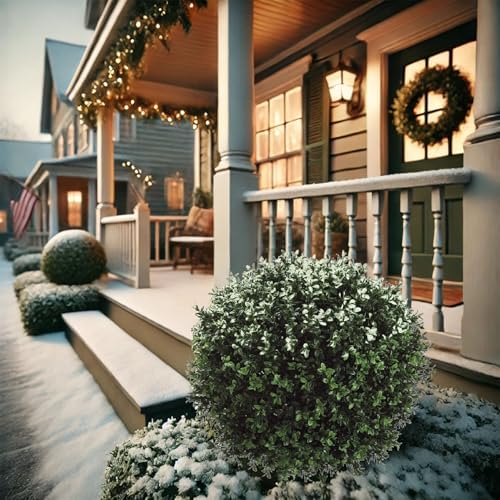 QAOUIEP Real Touch Leaves - 24 T with 17 W Faux Boxwood Topiary Trees