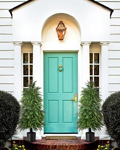 YEMMEN 2 Pack 4ft Artificial Cedar Topiary Outdoor Decor
