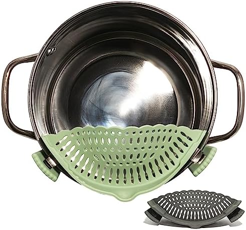 The Silicone Kitchen Clip-On Strainer Set Heat-Resistant BPA-Free 2-Pack