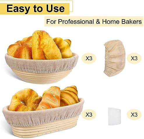 Bread Baking Kit with 10-inch and 9-inch Proofing Baskets