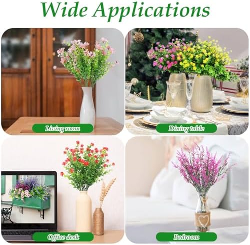 20 Bundles Fake Outdoor Flowers for Garden Decor