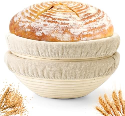 Yeatruojeet 10-Inch Rattan Bread Baskets Set of 2
