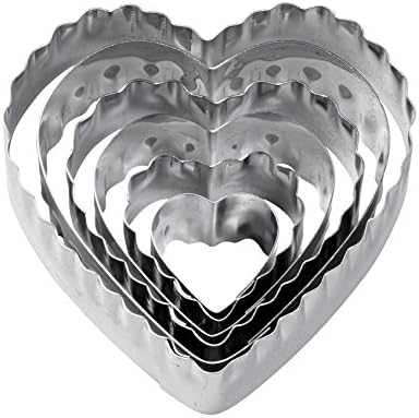 6-Piece Nesting fondant double-sided Heart Shaped Cutters Silver