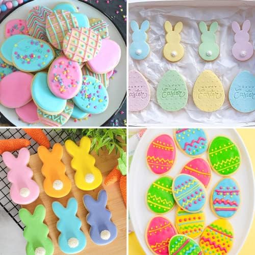 Easter Cookie Cutter Set 6 Piece - Bunny and Egg Patterns Stainless Steel