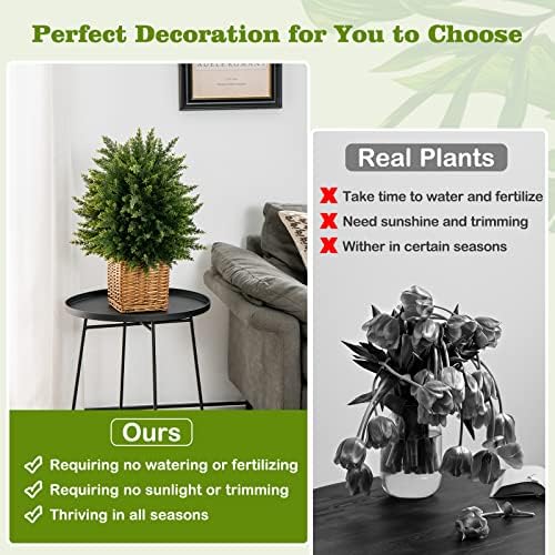 Goplus 215 Artificial Cedar Topiary Ball Tree Set of 2