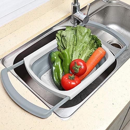 QiMH Collapsible Colander Over the Sink Silicone Kitchen Strainer