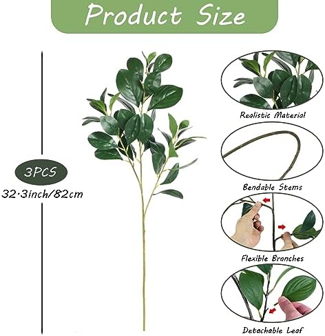 AILANDA Artificial Greenery Stem 323 Long Faux Eucalyptus