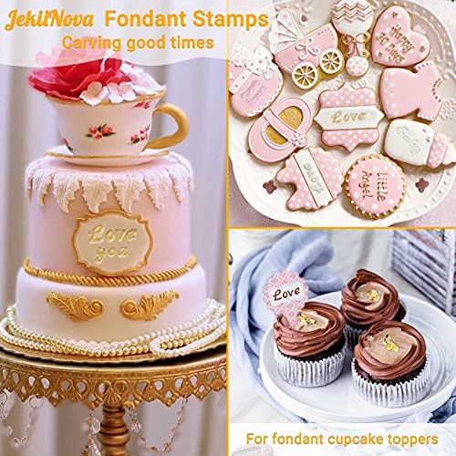 JekiiNova 4-Piece Letter Stamps for Cookie Baking