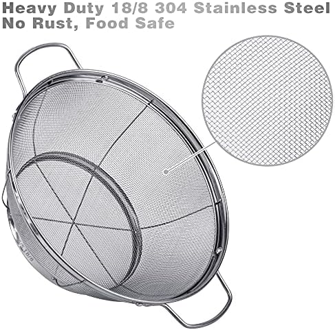 3 Pack Stainless Steel Colander Sieves 5-Quart 4-Quart and 3-Quart