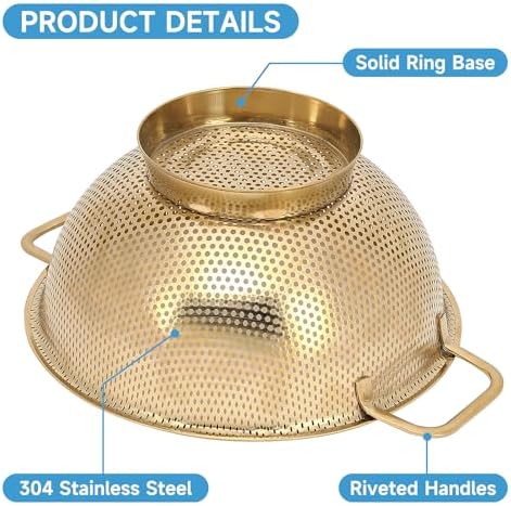 Stainless Steel Gold Strainer with Handle for Kitchen Use