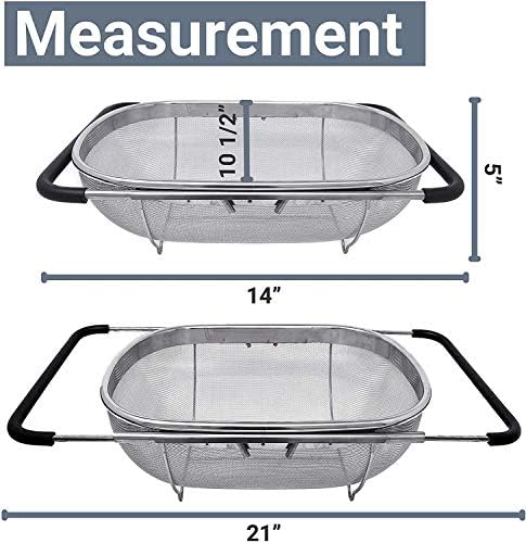 Makerstep Over the Sink Colander Strainer Basket Stainless Steel
