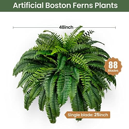 Single Silky Artificial Boston Fern Bush 48-Inch Artif