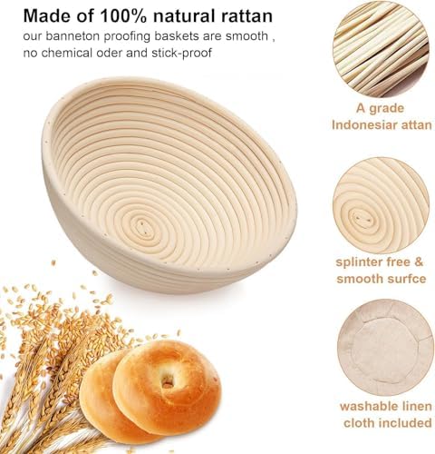 Homedisiac Banneton Bread Proofing Basket Set