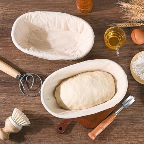 Saint Germain Bakery Premium Round Banneton Basket - 10 Oval Proofing Tool