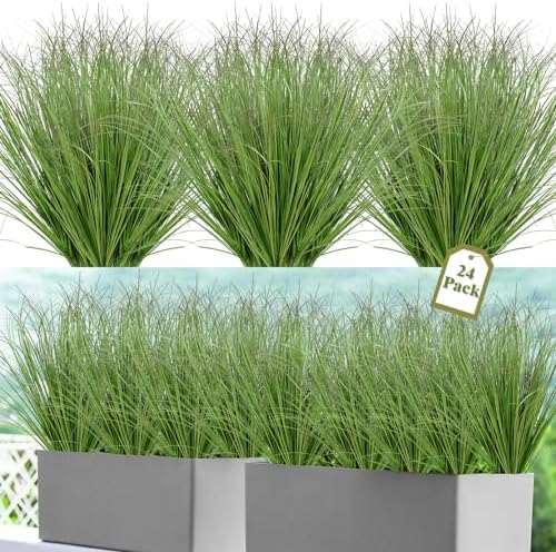 24 Pack UV Resistant Faux Grass Outdoor artificial plants - 20inch tallrowable