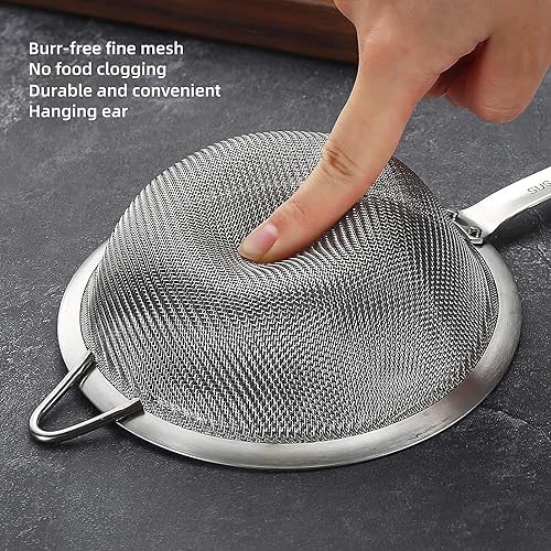 AOWOTO 472-inch Stainless Steel Strainer with Handle Effortless Kitchen Strainer System