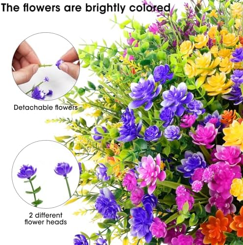 20 Pack Fake Plastic Artificial Flowers Outdoor Garden Decor