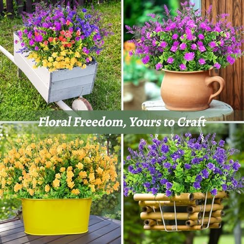 Vibrant 18-Bundle Artificial Flowers for Outdoor Use