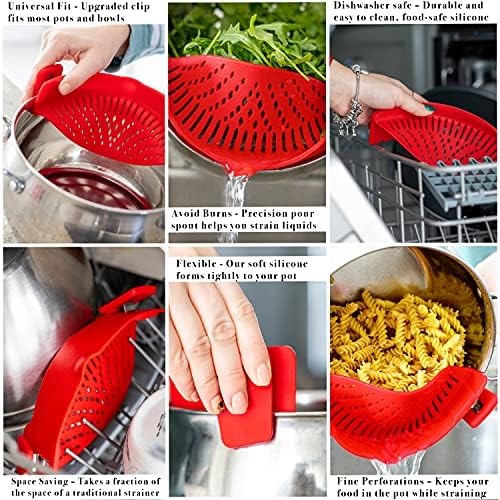 ArligSpace-Saving Universal Pasta Strainer with Silicone Fit for All Pots Bowls
