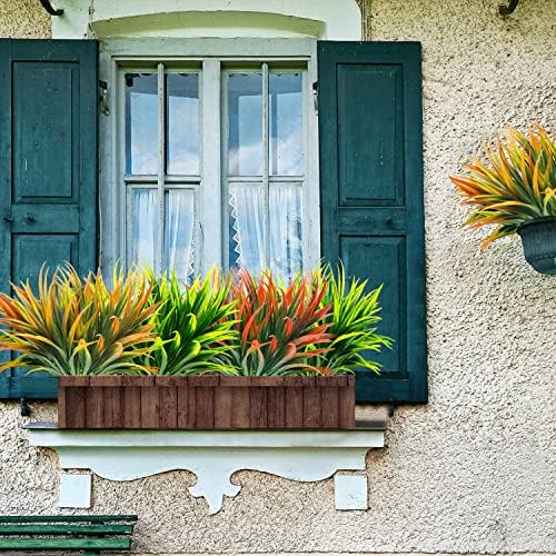 8 Pcs Fake Grass Outdoor Planters