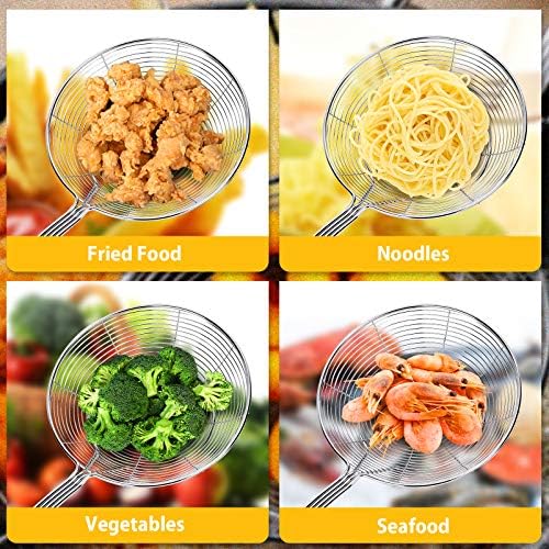 Practical stainless steel colander with ergonomic handle for frying and boiling liquids