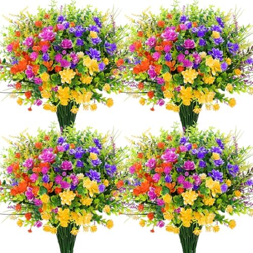 20 Pack Fake Plastic Artificial Flowers Outdoor Garden Decor