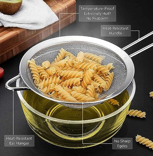 Eleen 3-Piece Stainless Steel Strainer Set for Kitchen