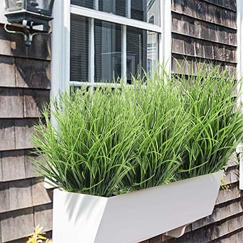 8 Fake Grass Artificial Bush Faux Grass Plants Fake Bushes