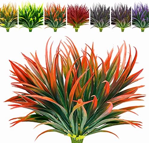 8 Pcs Fake Grass Outdoor Planters